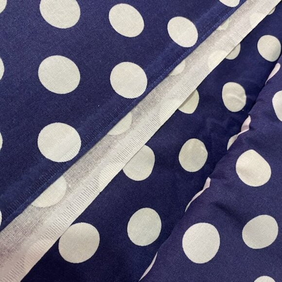 NEW From Bolt Cotton Fabric BTY Navy Blue w/ Light Blue Nickel Size Polka Dots - Picture 2 of 3
